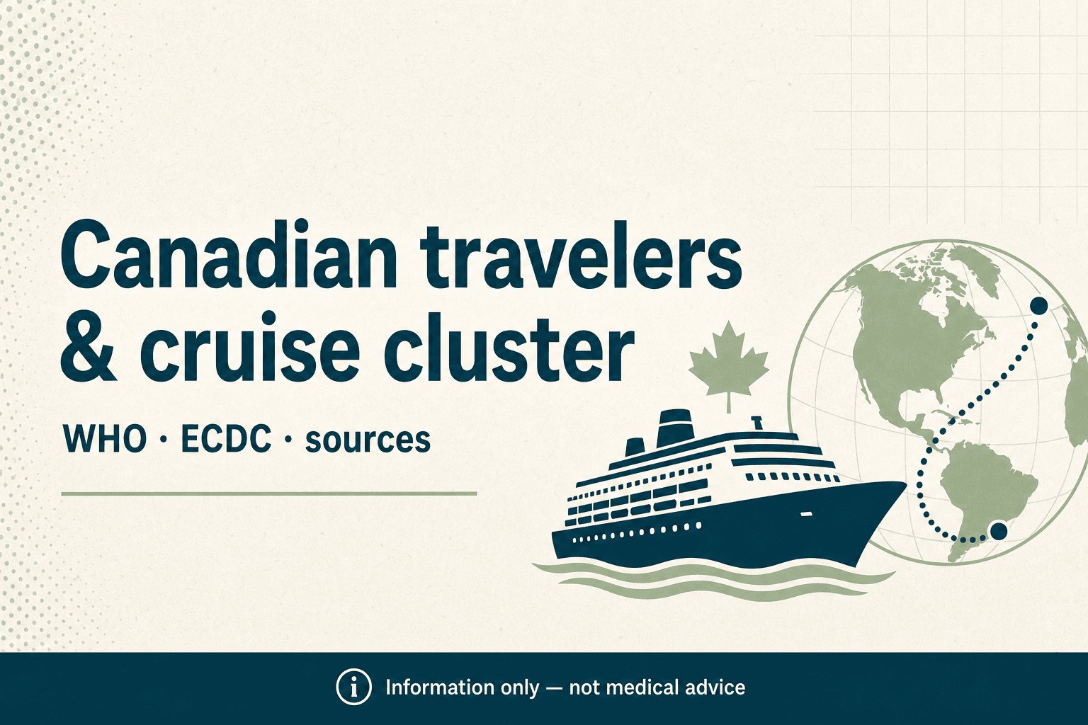 Editorial banner: May 2026 official agency roundup on hantavirus and cruise ship cluster, information only disclaimer