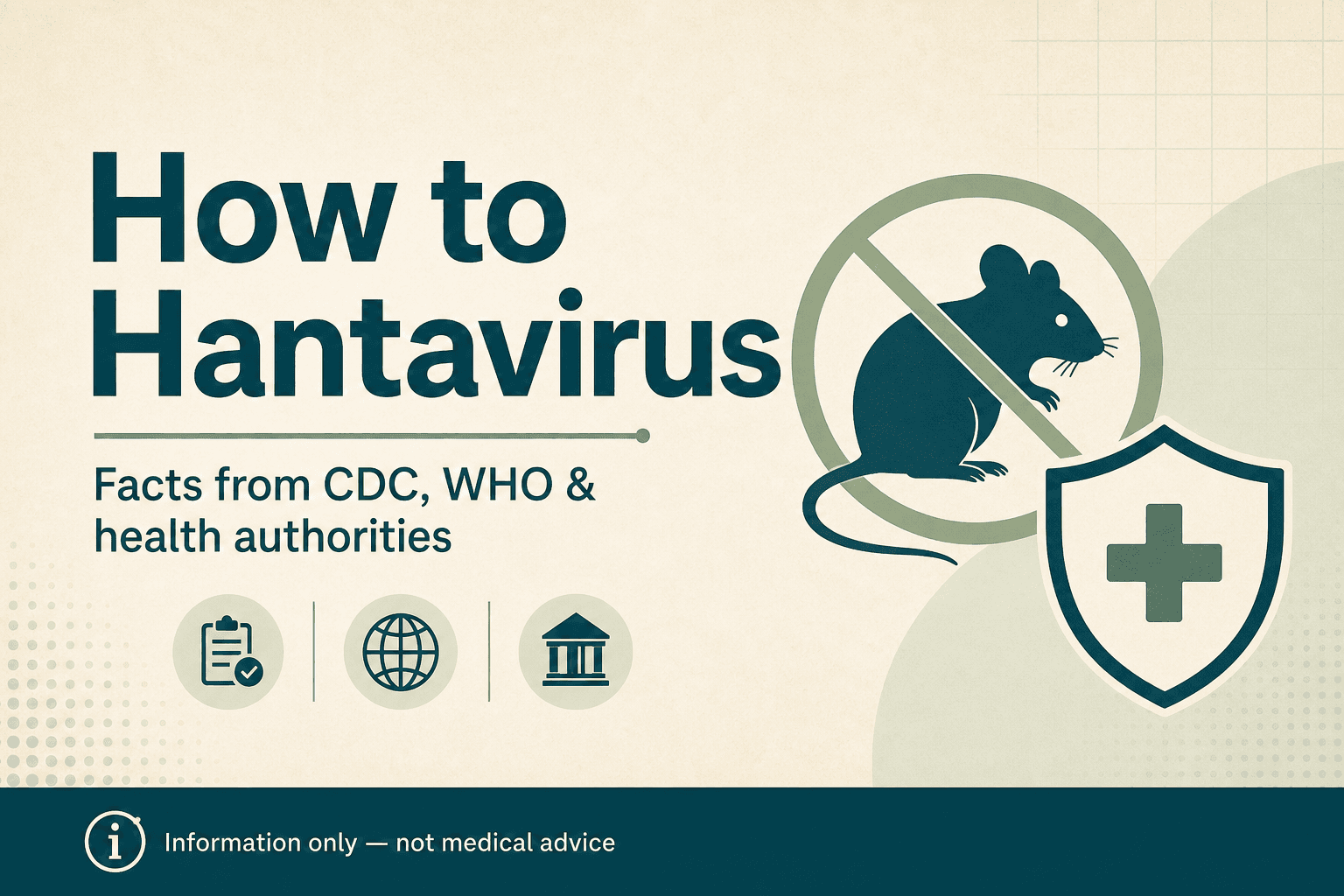 Tarjeta editorial de How to Hantavirus con el título del sitio y marca de salud en tono tranquilo